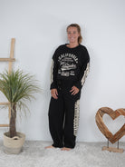 Ausgefallener 2-Teiler mit Hingucker Print Schwarz