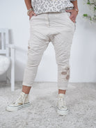 Baggy mit Häkeleinsatz am Beinabschluss Einheitsgröße (ca Gr. 38-44) Beige