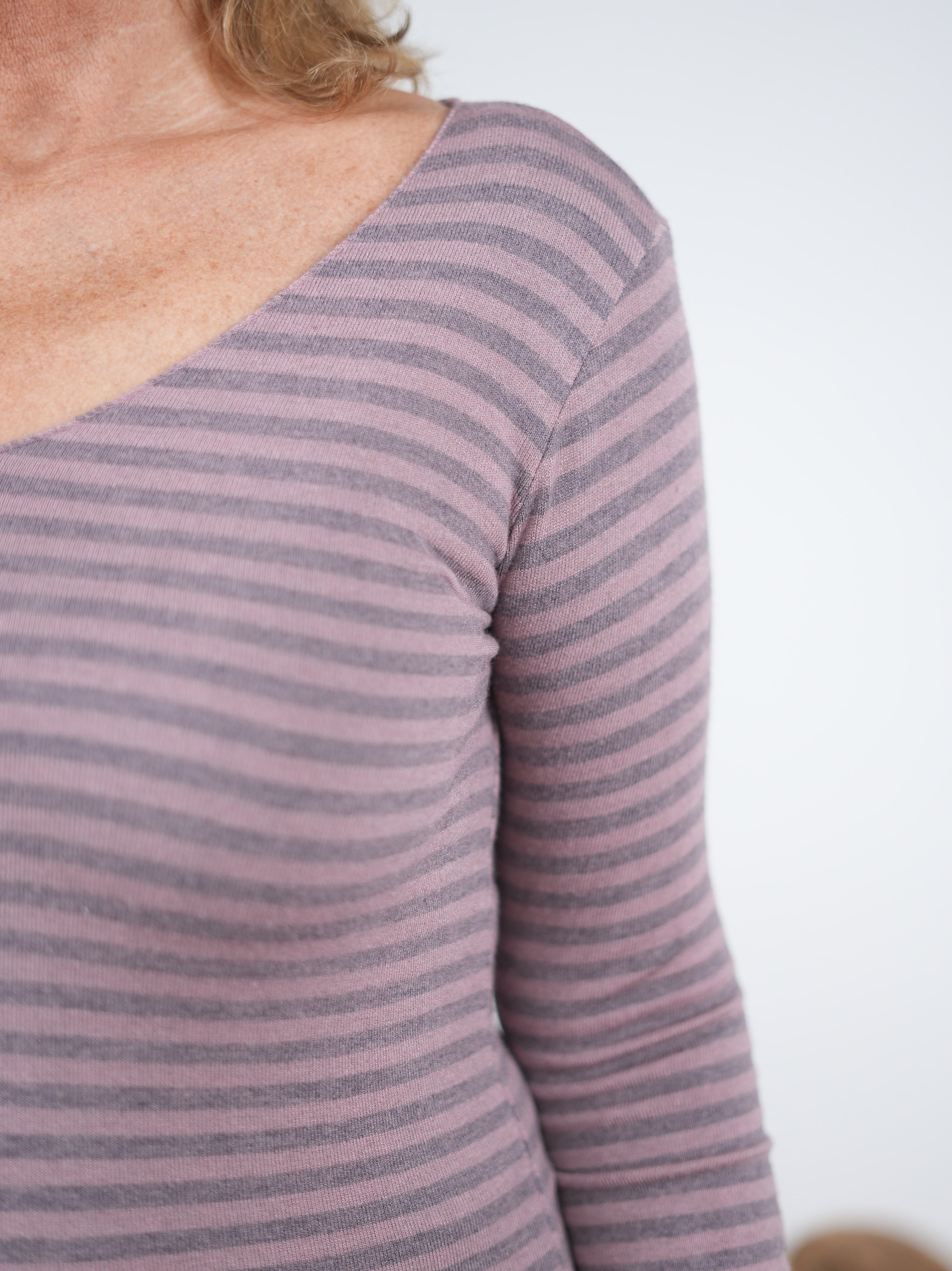 Basic langarm Shirt, gestreift
