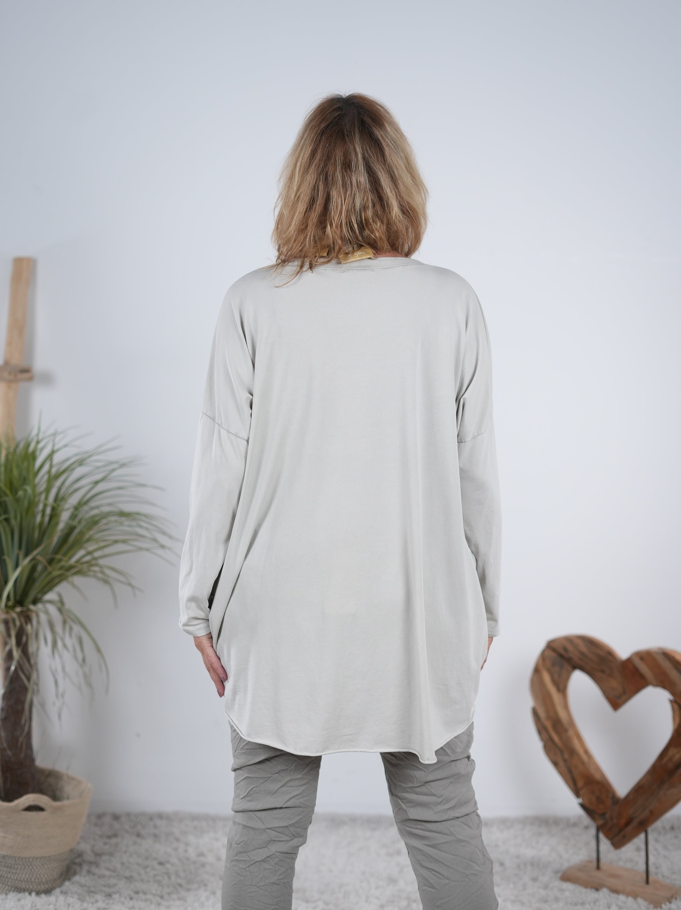 Basic langarm Shirt, Rundhalsausschnitt