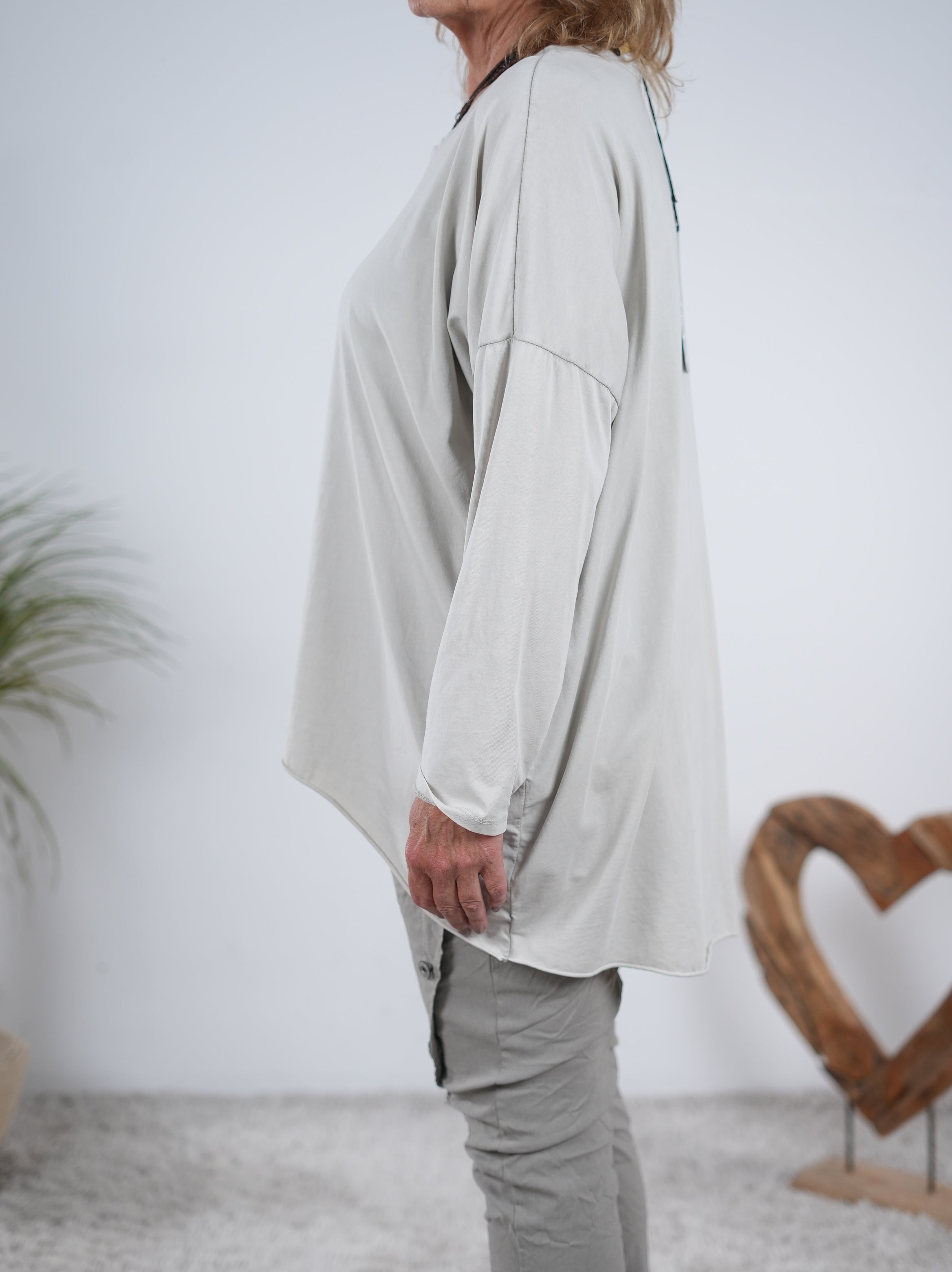 Basic langarm Shirt, Rundhalsausschnitt