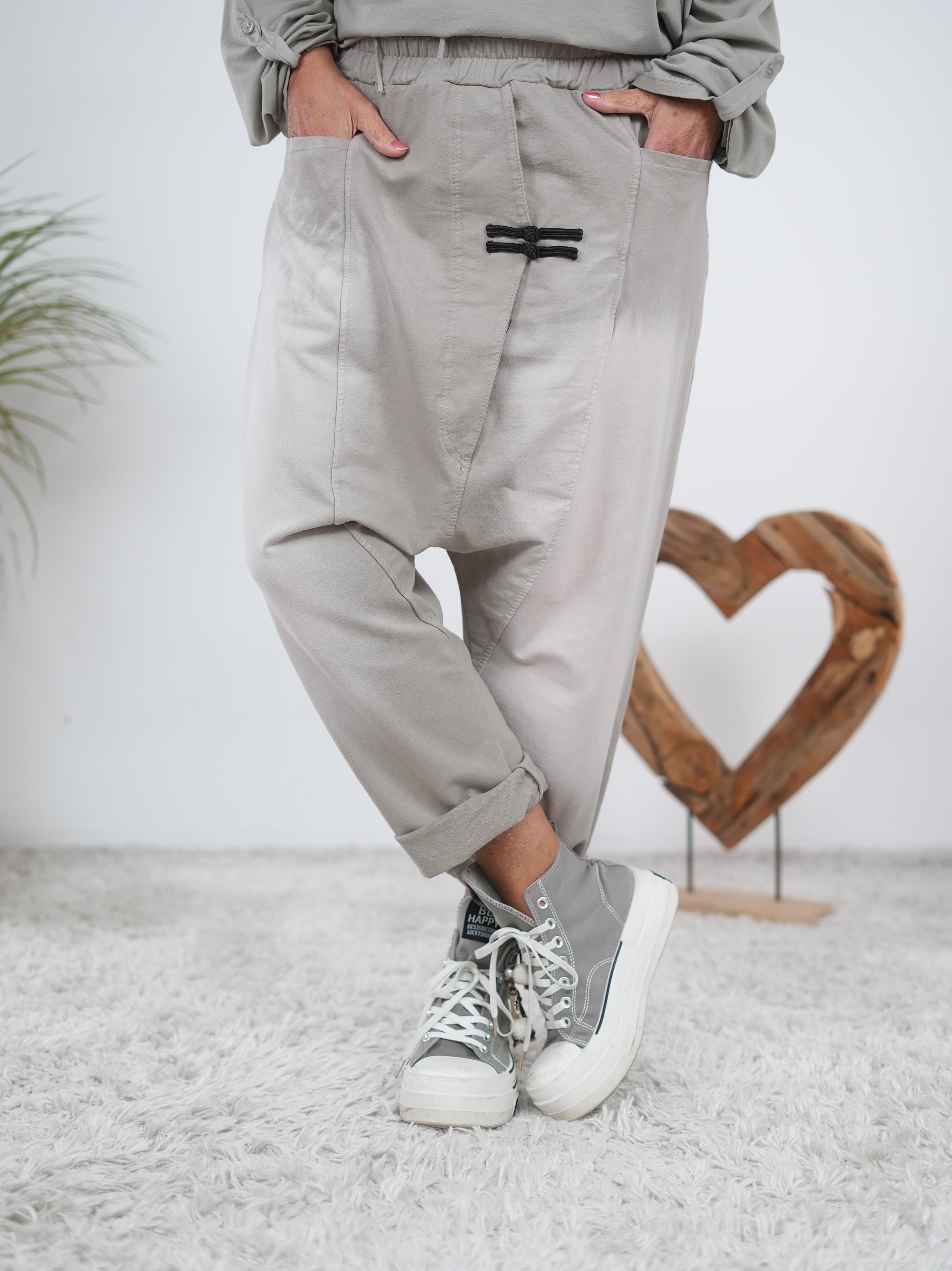 Baumwoll-Baggy mit auffälliger Waschung