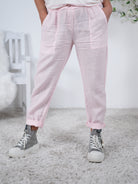 Bequeme Pants im Materialmix Rosa