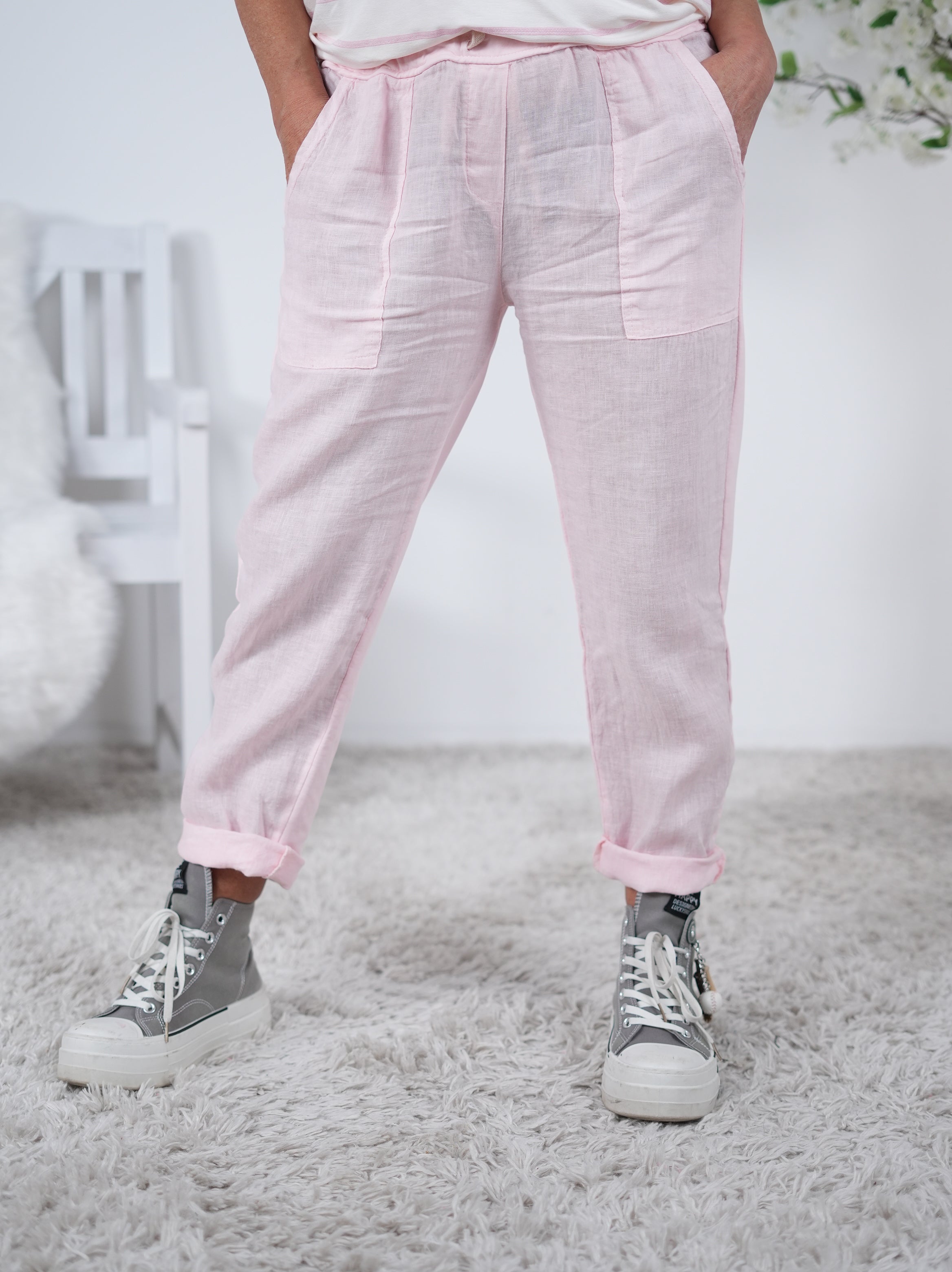 Bequeme Pants im Materialmix Rosa