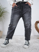 Boyfriend Jeans mit seitlicher Knopfleiste