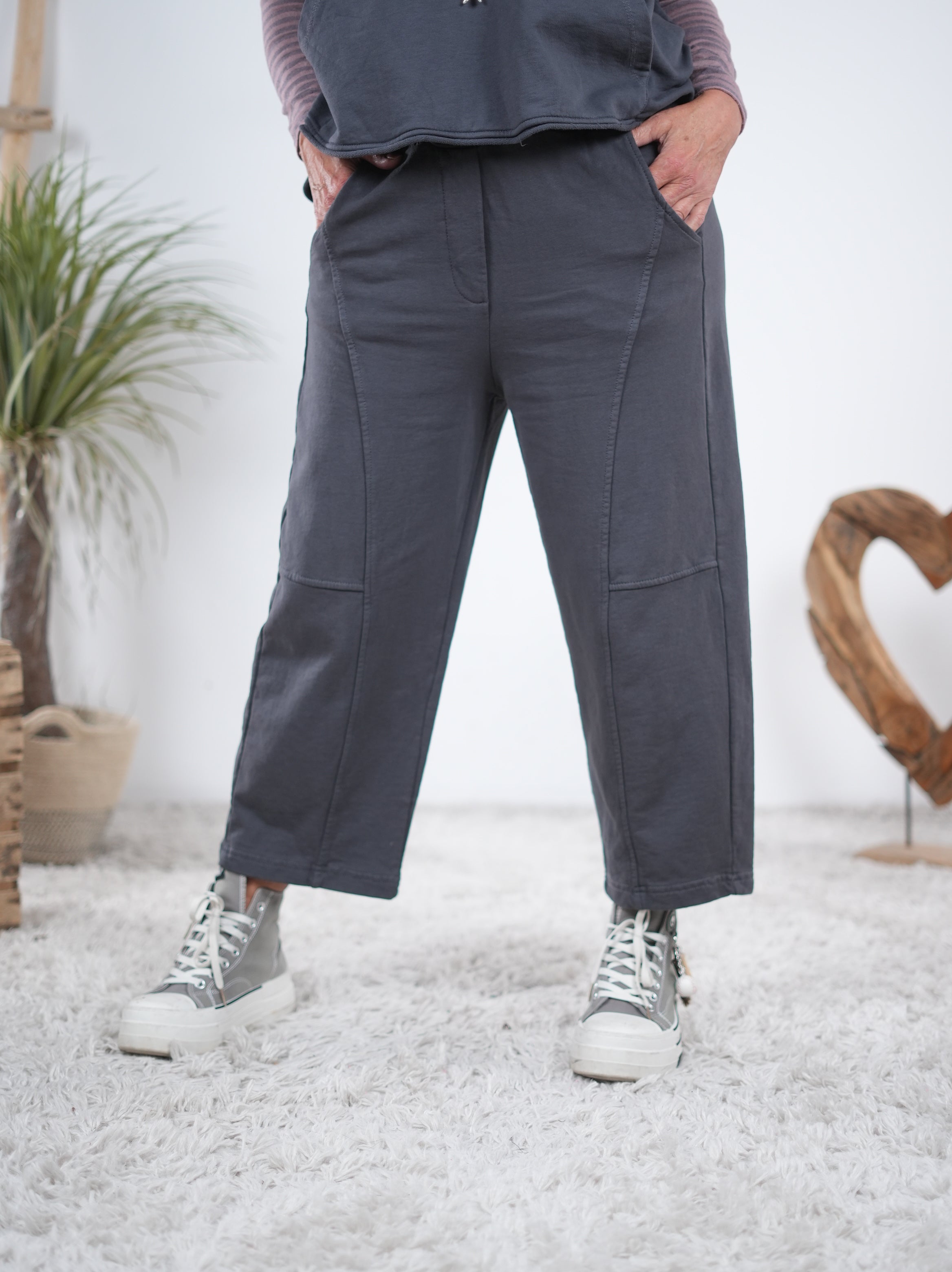 Culotte Hose aus Baumwolle Anthrazit
