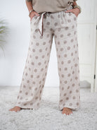 gerade geschnittene Marlene Hose, Dot design Beige