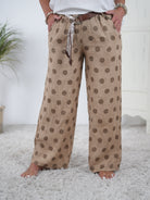 gerade geschnittene Marlene Hose, Dot design Camel