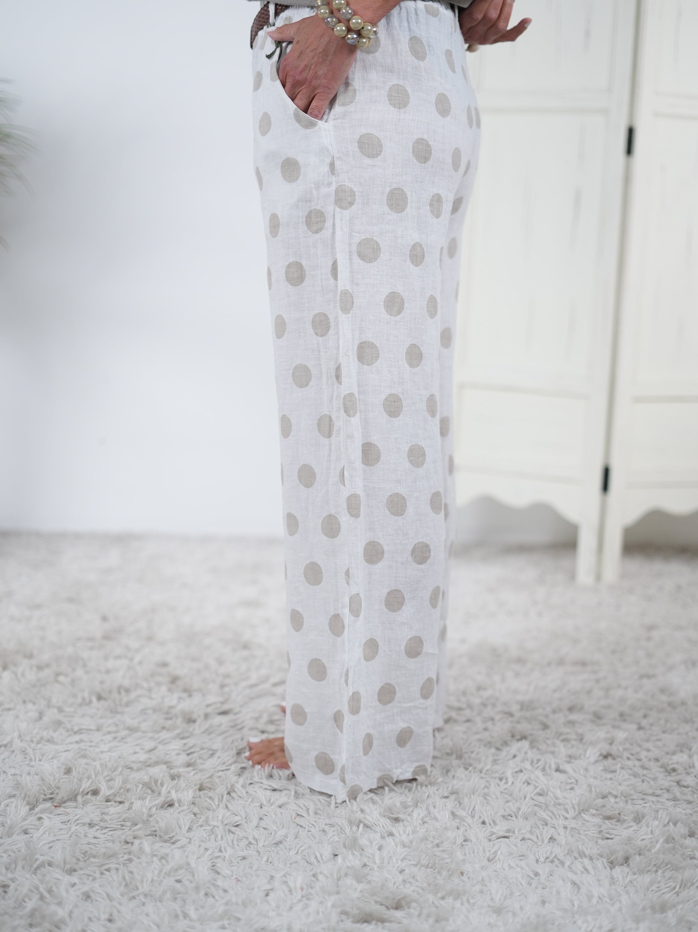 gerade geschnittene Marlene Hose, Dot design