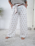 gerade geschnittene Marlene Hose, Dot design Weiß