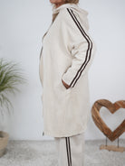 Jacke mit seitlichen Streifen in Waschlederoptik