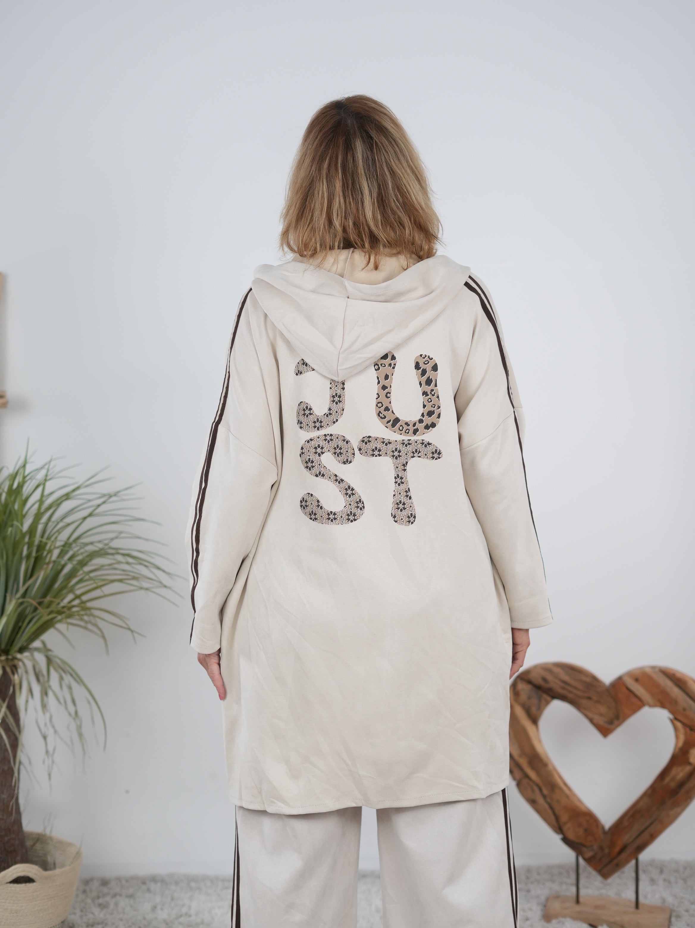 Jacke mit seitlichen Streifen in Waschlederoptik