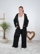 Jacke mit seitlichen Streifen in Waschlederoptik