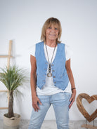 Jeans Weste mit Knopfleiste helles Blau