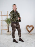 Kunstlederjacke mit Ballon Ärmeln