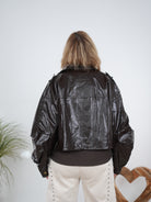 Kunstlederjacke mit Ballon Ärmeln