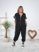 Lässiger Jumper im Materialmix mit seitlichen Streifen