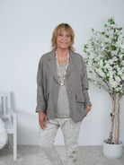 lässiger Leinen Blazer, unifarben Einheitsgröße (ca Gr. 40 "oversize"-44) Taupe