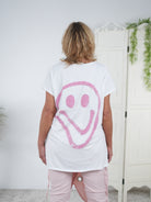 lässiges Shirt mit Smile Schriftzug in Strasssteinen