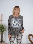 langarm Shirt im Leo Look mit Spray Print Taupe
