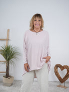 langarm Shirt im Vokuhila Schnitt Rosa
