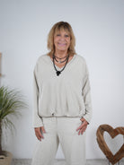 Langarm Shirt mit Ballon Abschluss Sand