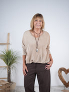 Langarm Shirt mit Ballon Abschluss Light Camel