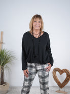 Langarm Shirt mit Ballon Abschluss Schwarz