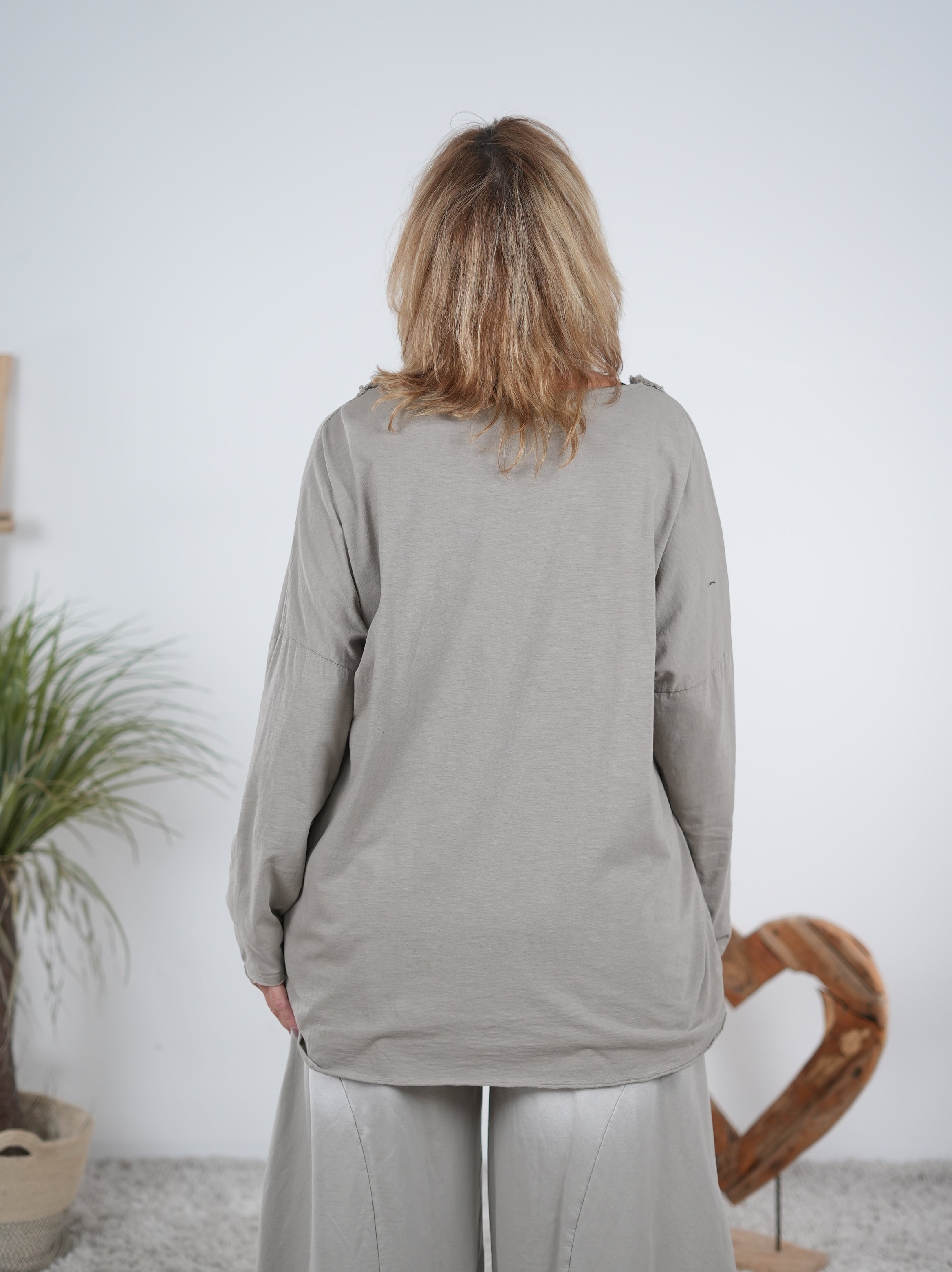 langarm Shirt mit "Happy" Schriftzug