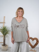 langarm Shirt mit "Happy" Schriftzug