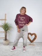 langarm Shirt Schriftzug und auffälligen Ärmeln