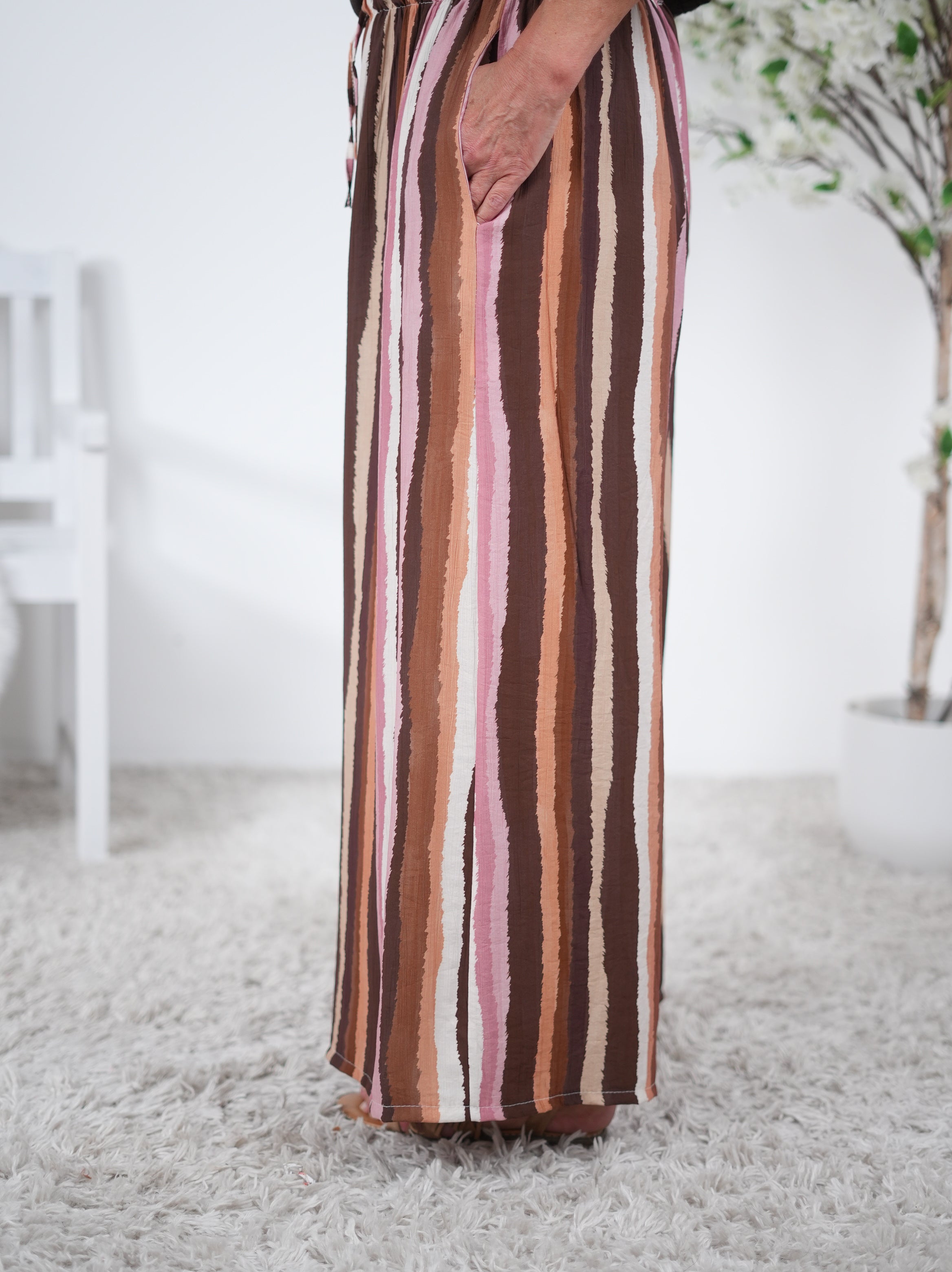 leichte Marlene Hose im Streifen Design