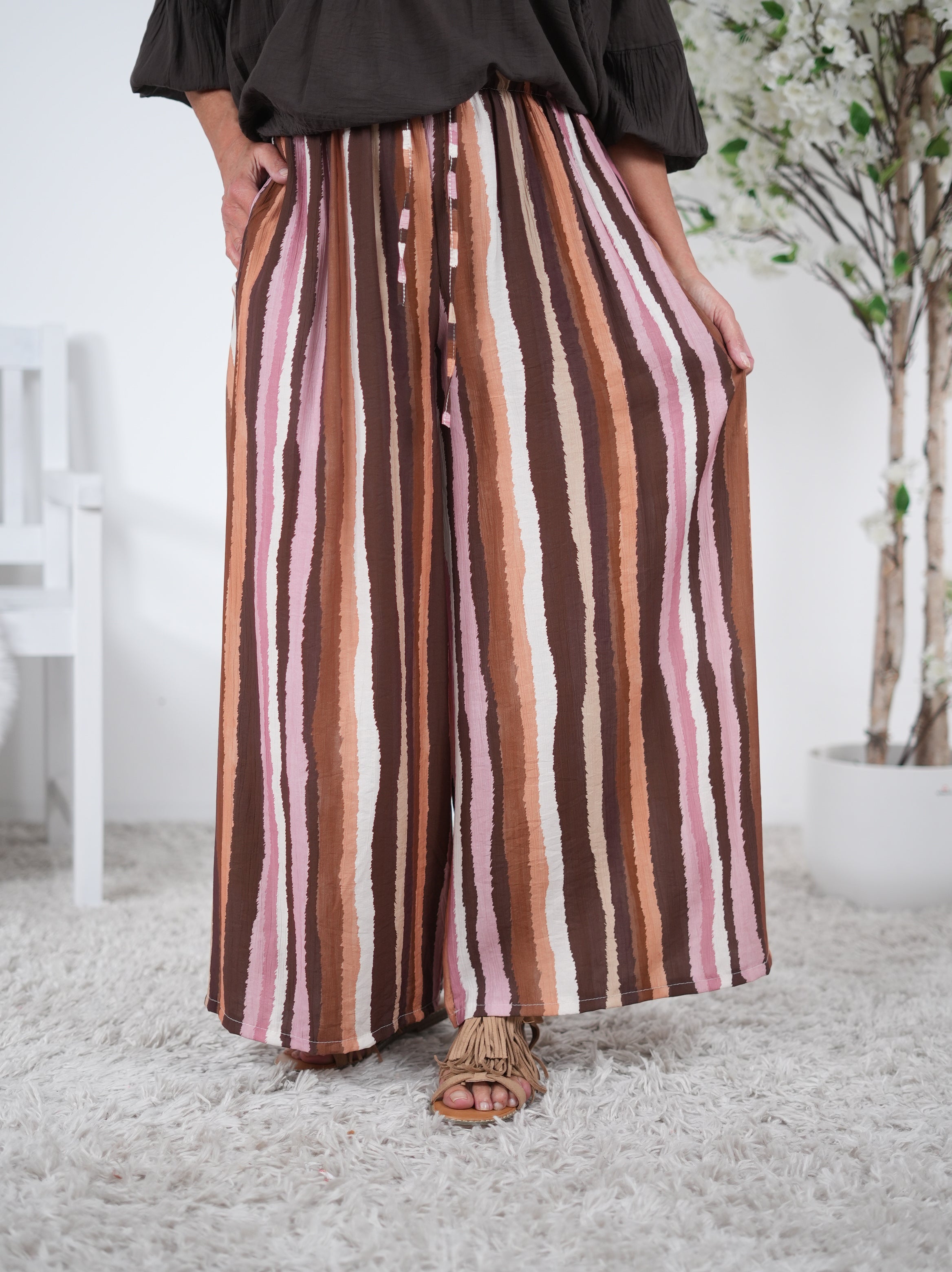 leichte Marlene Hose im Streifen Design
