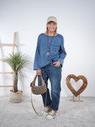 leichtes Blusen Shirt mit kleinem Patch Blau