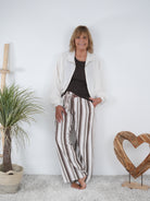 Marlene Hose in Streifen aus Leinen