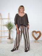 Marlene Hose in Streifen aus Leinen