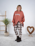 oversize Hoody mit 3D Print Terrakotta