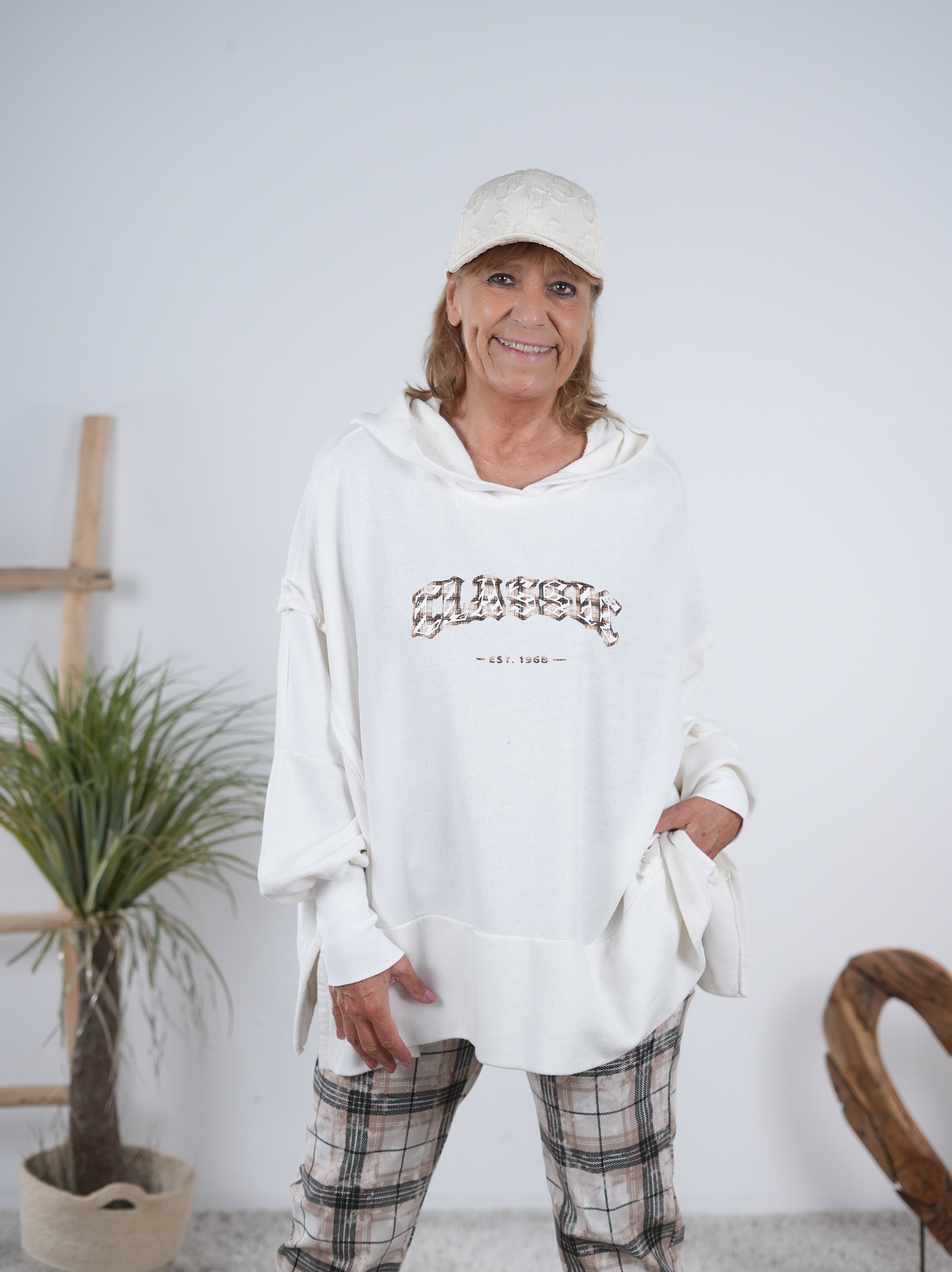 oversize Hoody mit 3D Print Wollweiß
