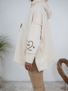 oversize Hoody mit großem Leo Print und Ärmelbündchen
