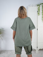 oversize Leinen Shirt mit Totenkopf Motiv