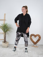 Oversize Longhoody mit Känguru Tasche Schwarz