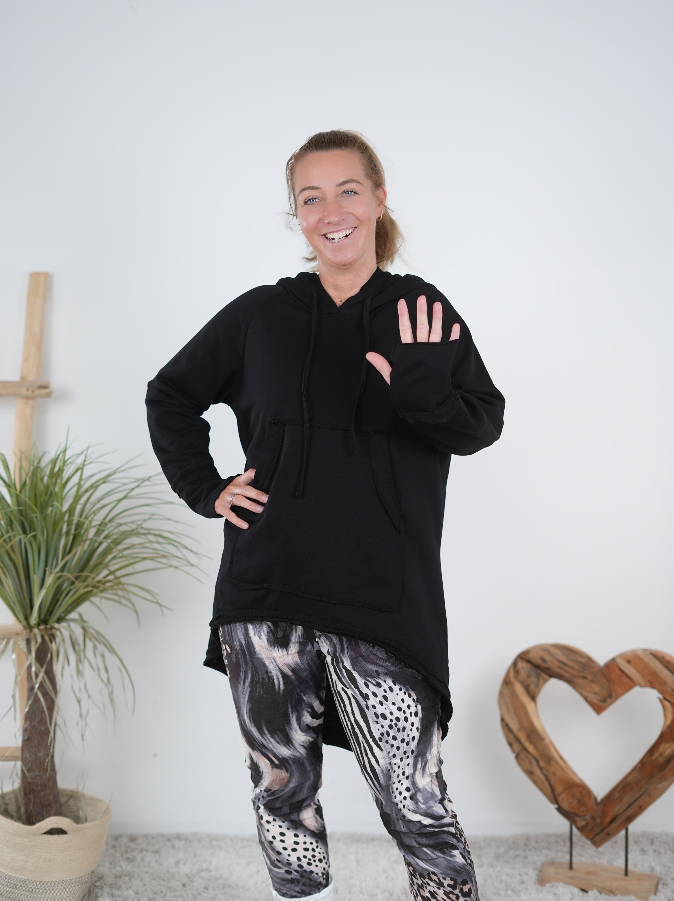 Oversize Longhoody mit Känguru Tasche