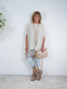 oversize Basic Shirt im Vokuhila Schnitt One Size (ca Gr. 42 44 "oversize"-48 50) Beige