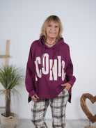oversized Hoody im Vokuhila Schnitt mit großen Buchstaben Bordeaux