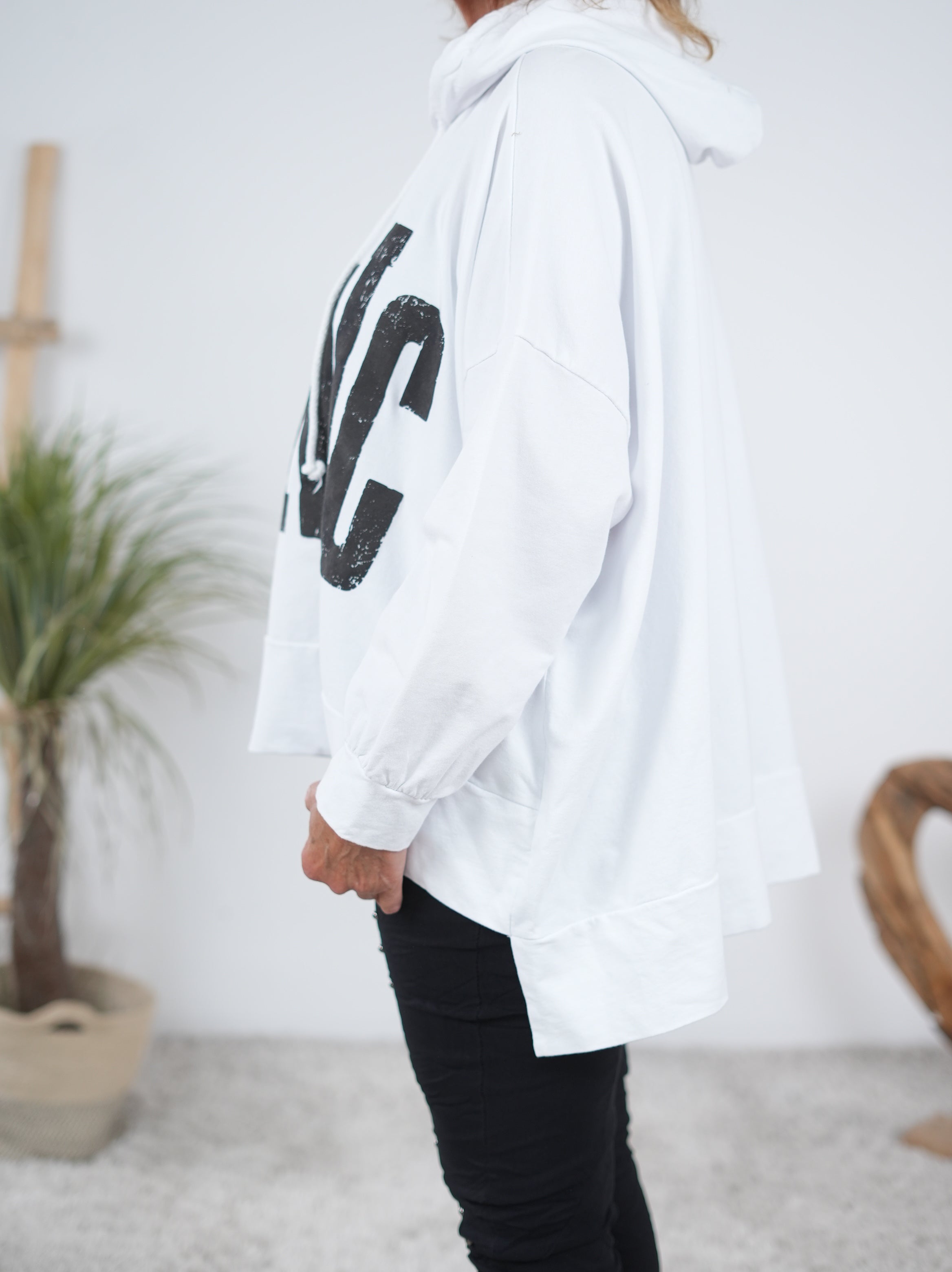 oversized Hoody im Vokuhila Schnitt mit großen Buchstaben