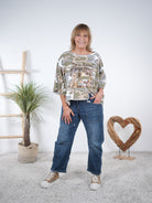 Poncho Shirt im Camouflage Look mit Rundhalsausschnitt