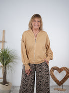 Sportliche Sweat-Jacke mit Linksnähte Camel