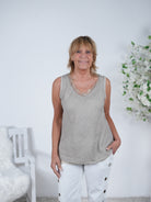 Süßes Top im Materialmix mit Spitze Einheitsgröße (ca Gr. 38 "oversize"-42) Taupe