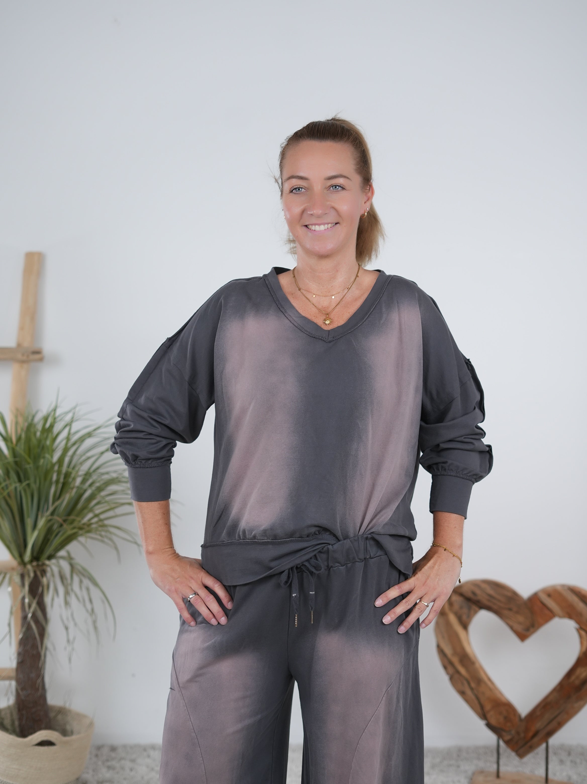 Sweaty mit ausgefallener Waschung Anthrazit