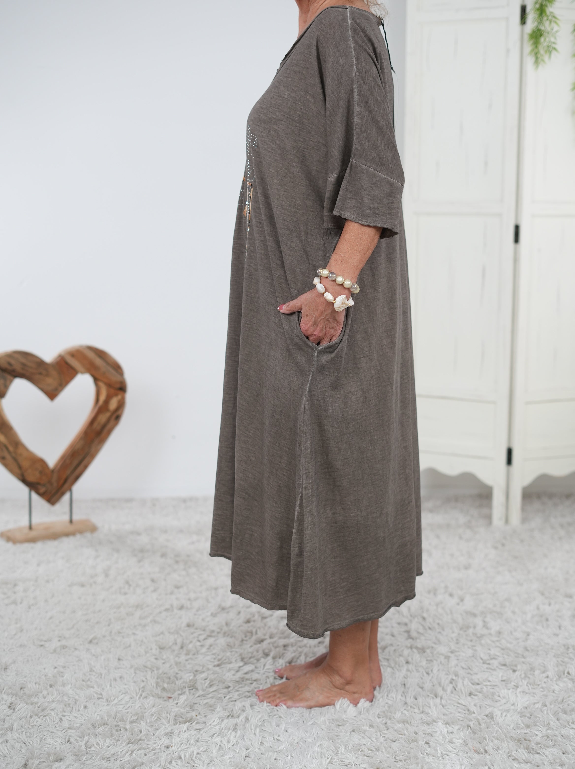 T-Shirt Kleid mit V-Ausschnitt